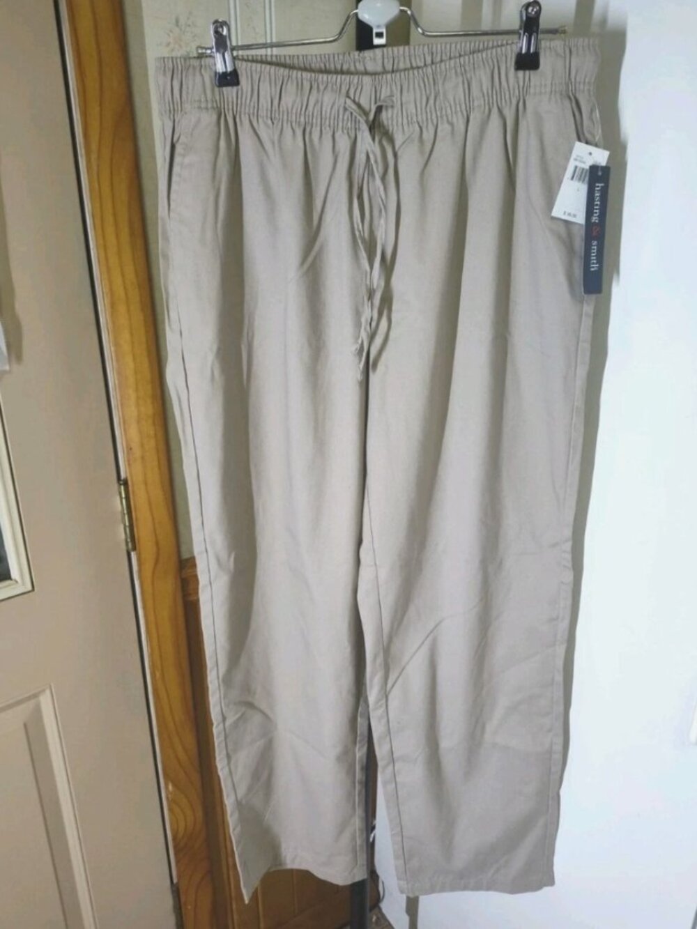 Hastings & Smith Beige Pants Elastic Waist Drawstring Size Large